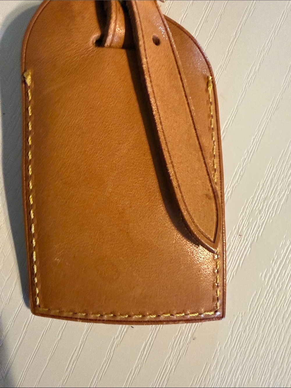 Louis Vuitton Tan Leather Luggage Tag with Stitched Trim - Picture 4 of 5